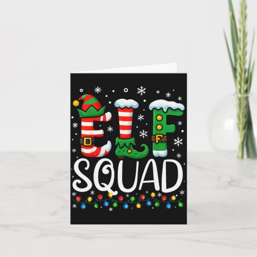 Elf Family Christmas Matching Pajamas Xmas Elf Squ Kaart (Voorkant)