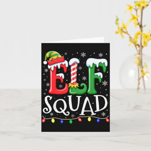 Elf Family Christmas Matching Pajamas Xmas Elf Squ Kaart (Gele Bloem)