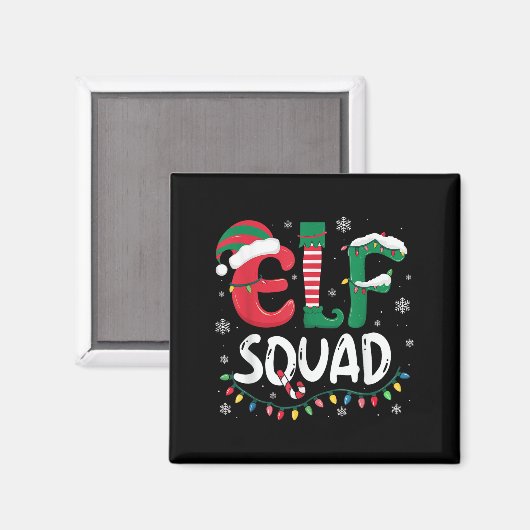 Elf Family Christmas Matching Pajamas Xmas Elf Squ Magneet (Voorkant / Achterkant)
