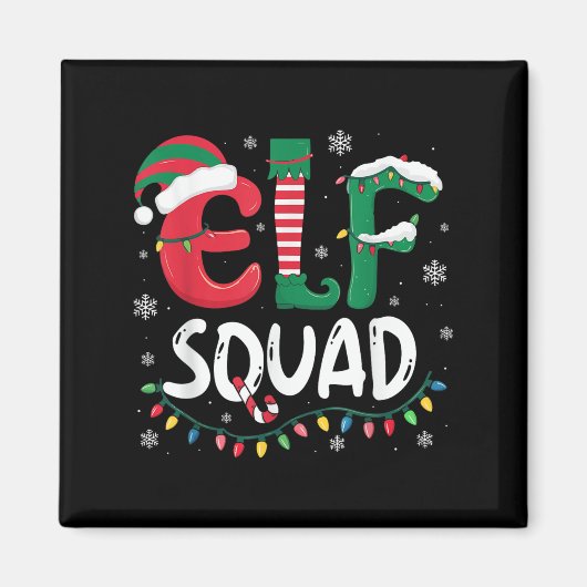 Elf Family Christmas Matching Pajamas Xmas Elf Squ Magneet (Voorkant)