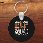 Elf Family Christmas Matching Pajamas Xmas Elf Squ Sleutelhanger (Voorkant)