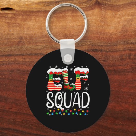 Elf Family Christmas Matching Pajamas Xmas Elf Squ Sleutelhanger (Voorkant)