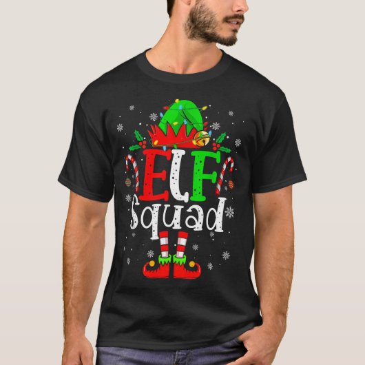 Elf Family Christmas Matching Pajamas Xmas Elf Squ T-shirt (Voorkant)