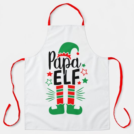 Elf Family Fun | Rood en Groen Papa Elf Schort (Voorkant)
