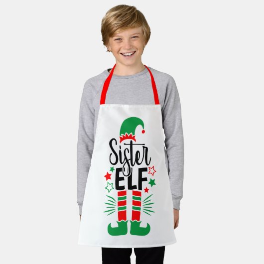 Elf Family Fun | Rood en Groen Zuster Elf Schort (Gedragen)
