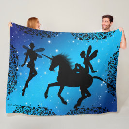 Elf Fee en Eenhoring Fantasie Fleece Deken