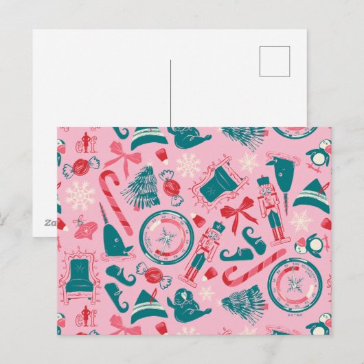 Elf Feestdag Omlijst Pictogram Patroon Feestdagenkaart (Voorkant / Achterkant)