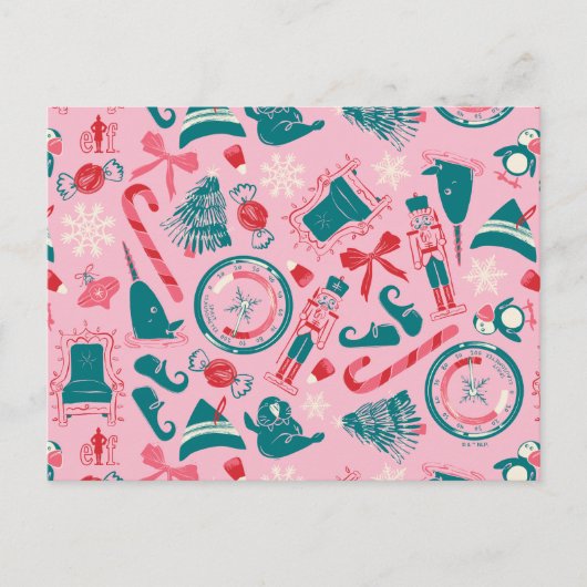 Elf Feestdag Omlijst Pictogram Patroon Feestdagenkaart (Voorkant)