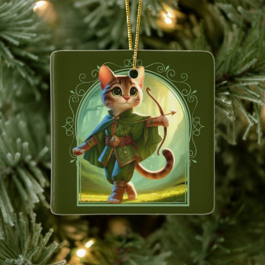 Elf Feline Fantasy Avontuur Keramisch Ornament (Boom)