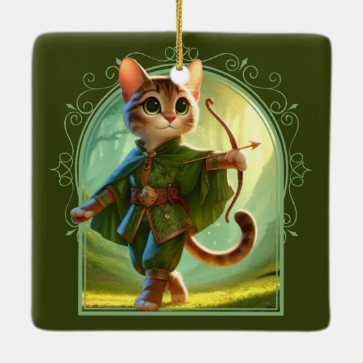 Elf Feline Fantasy Avontuur Keramisch Ornament (Achterkant)