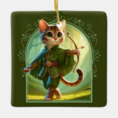 Elf Feline Fantasy Avontuur Keramisch Ornament (Voorkant)