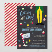 Elf Film Kinder schoolbord Winterverjaardag Kaart (Voorkant / Achterkant)