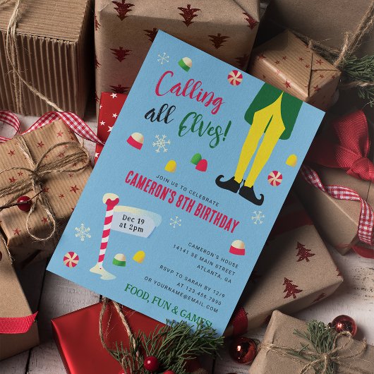 Elf Film Kinder Winterverjaardag - Blauw Kaart