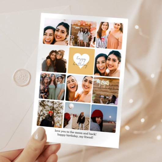 Elf Foto Collage Best Friend Happy Birthday Kaart