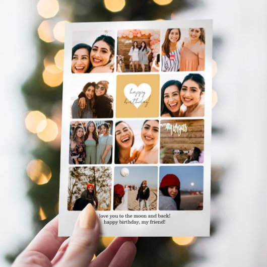 Elf Foto Collage Best Friend Happy Birthday Kaart