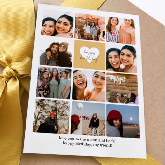 Elf Foto Collage Best Friend Happy Birthday Kaart