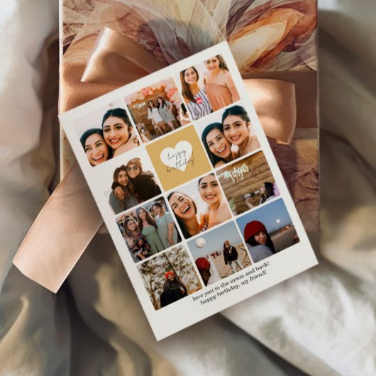 Elf Foto Collage Best Friend Happy Birthday Kaart