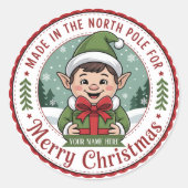 Elf-Gemaakte Kerst Badge Sticker (Voorkant)