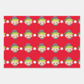 Elf gezichten en voeten kerstkerkpatroon inpakpapier vel (Voorkant 2)