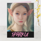 ELF GIRL FANTASY SPARKLE VALENTIJNSDAG KAART (Gele Bloem)