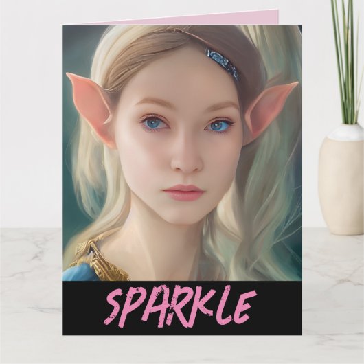ELF GIRL FANTASY SPARKLE VALENTIJNSDAG KAART (Voorkant)