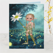 ELF GIRL FIREFLILIST FOREST BIRTHDAY Wenskaart Kaart (Gele Bloem)