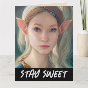 ELF GIRL STAY SWEET BIRTHDAY Wenskaart Kaart