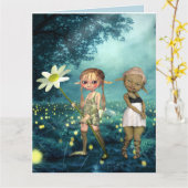 ELF GIRLS BESTIES BFF BIRTHDAY Wenskaarten Kaart (Gele Bloem)