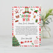 elf goodbye letter - elf return letter invitation kaart (Staand voorkant)