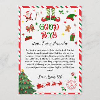 elf goodbye letter - elf return letter invitation kaart