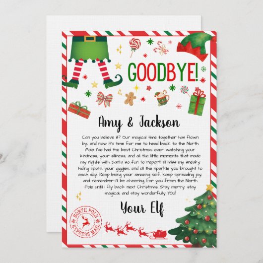elf goodbye letter - elf return letter kaart (Voorkant / Achterkant)