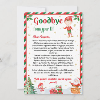 Elf Goodbye Letter Goodbye from Elf Christmas Kaart