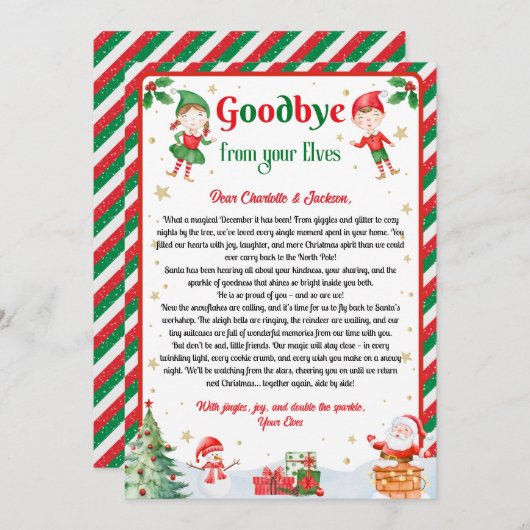 Elf Goodbye Letter Goodbye from Elf Christmas Kaart (Voorkant / Achterkant)