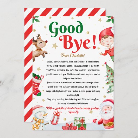 Elf Goodbye Letter Goodbye from Elf Christmas Kaart (Voorkant / Achterkant)