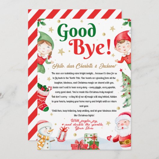 Elf Goodbye Letter Goodbye from Elf Christmas Kaart (Voorkant / Achterkant)