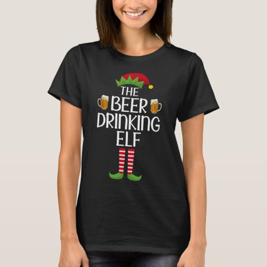 Elf Groep Matching Familie Xmas Kostuum Het Bier D T-shirt (Voorkant)