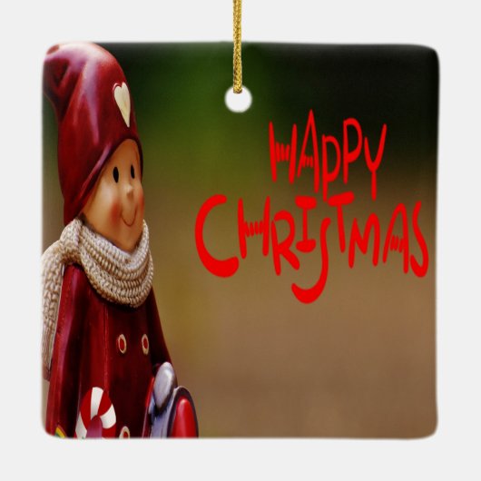 Elf-groeten met twee kanten voor Kerstmis Keramisch Ornament (Achterkant)