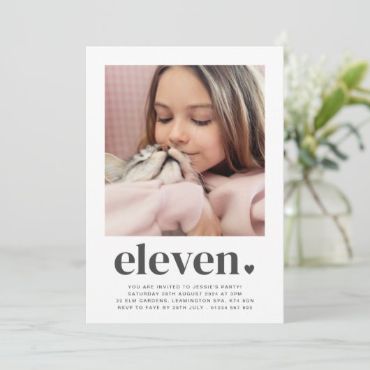 Elf Heart - Square Photo Birthday Invitation Kaart (Staand voorkant)