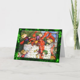 Elf help je kerstcadeautje ompakken feestdagen kaart