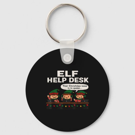 Elf Helpdesk Kerst Tech Ondersteuning Grappige Fee Sleutelhanger (Voorkant)