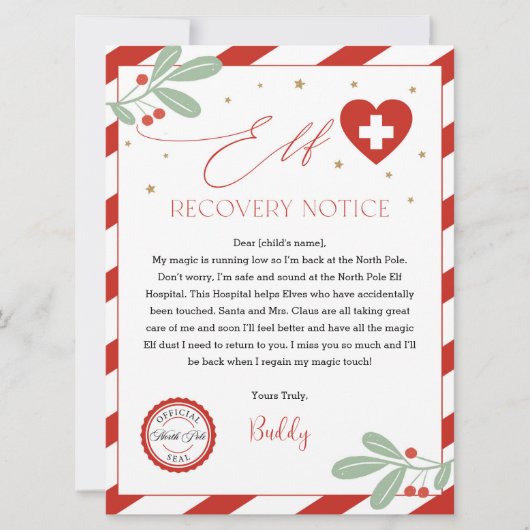Elf Herstel Bericht, Elf Ziekenhuis, Elf Ziekte No Kaart (Voorkant)