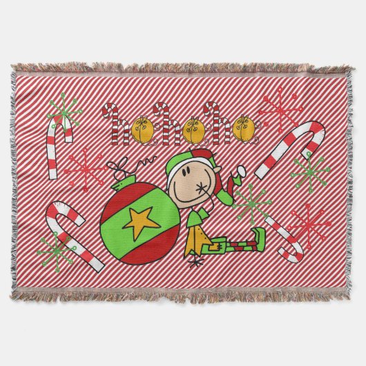Elf Ho Ho Holiday Throw Deken (Voorkant)