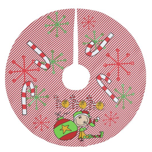 Elf Ho Ho Holiday Tree Skirt Kerstboom Rok (Voorkant)