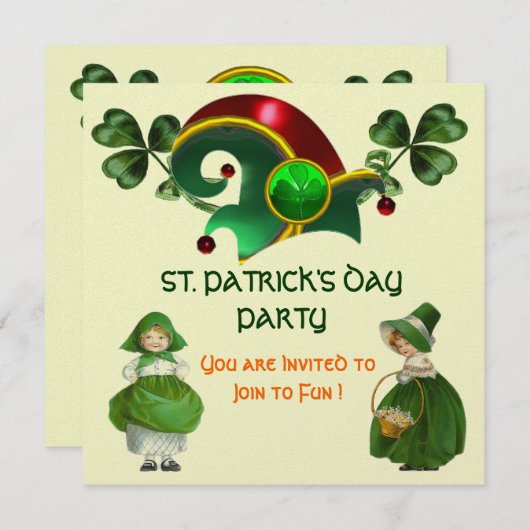 ELF-HOED MET KLAVERTJES ST. PATRICK'S DAY FEestJE Kaart (Voorkant / Achterkant)