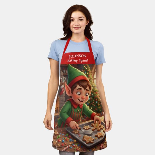 Elf Holiday Gingerbread Apron Schort (Gedragen)