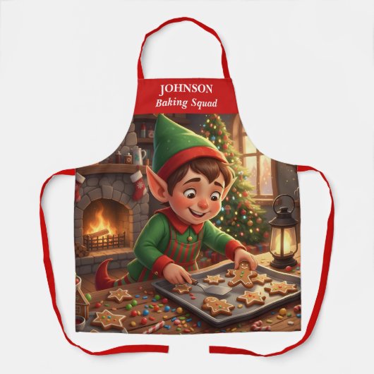 Elf Holiday Gingerbread Apron Schort (Voorkant)