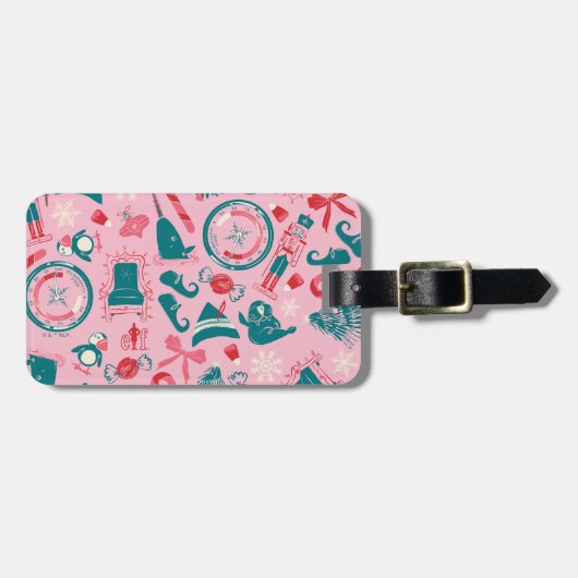 Elf Holiday ingelijst pictogrampatroon Bagagelabel (Voorkant horizontaal)