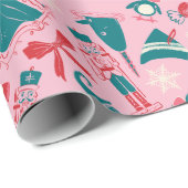 Elf Holiday ingelijst pictogrampatroon Cadeaupapier (Rol Hoek)