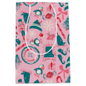 Elf Holiday ingelijst pictogrampatroon Medium Cadeauzakje (Voorkant)