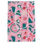 Elf Holiday ingelijst pictogrampatroon Medium Cadeauzakje (Achterkant)